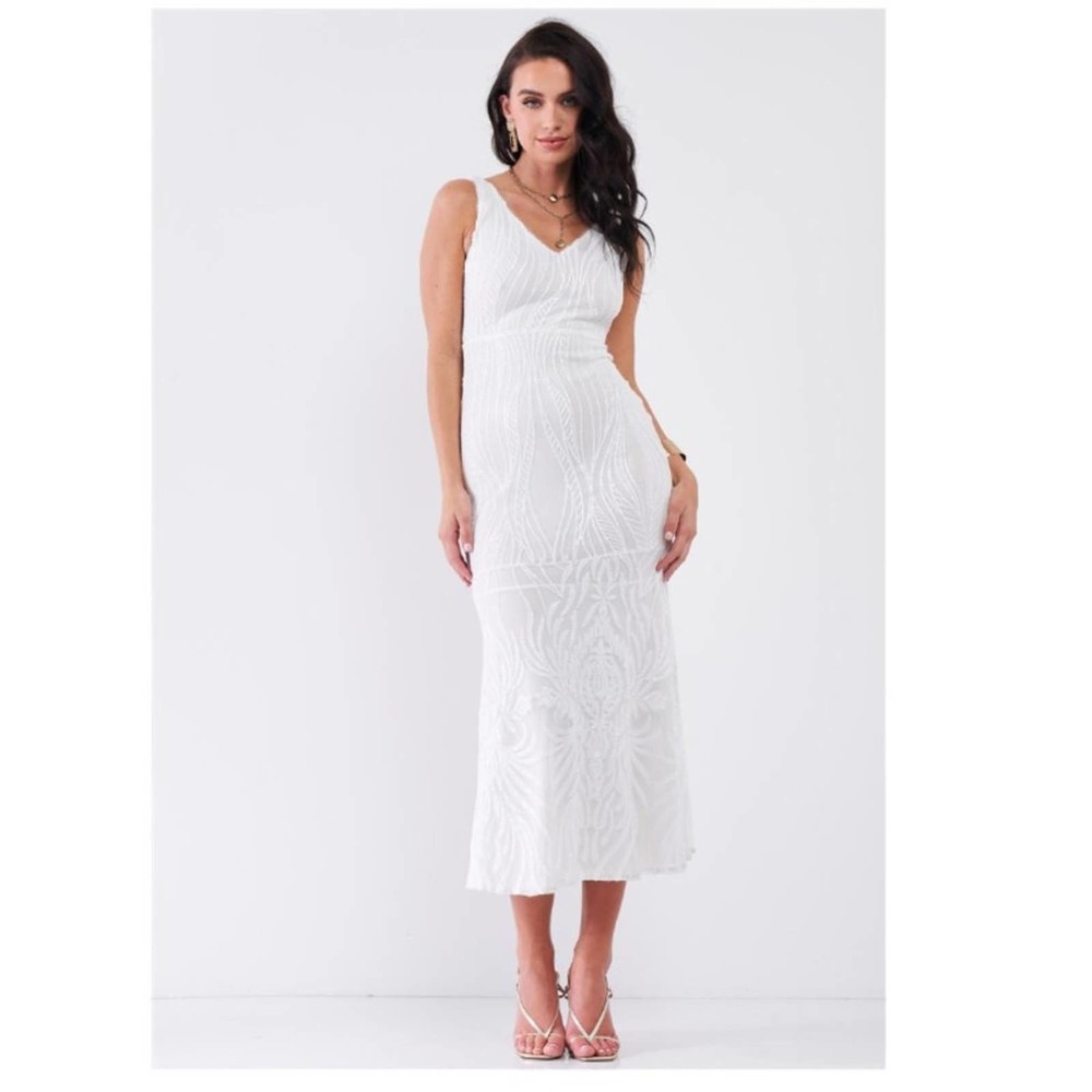 NWT Snow Queen White Sequin Dress - M